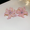 Big Pink Flower Stud Earing