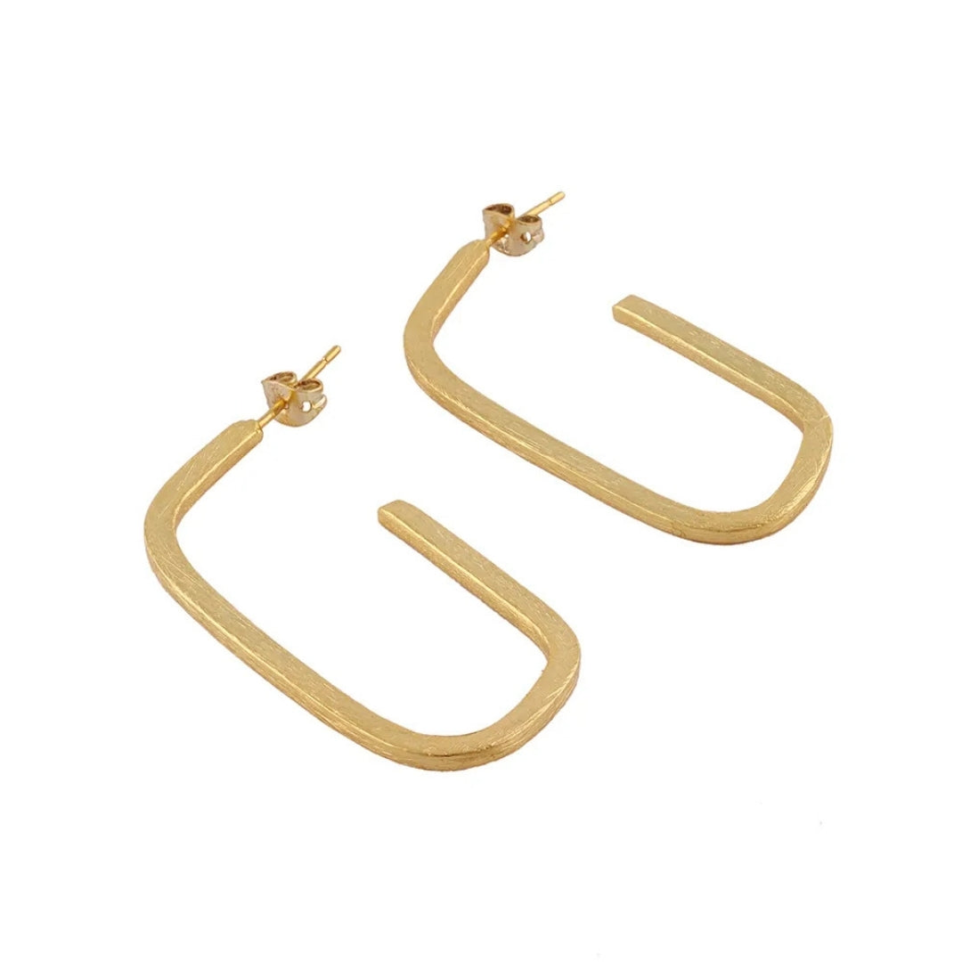 Anti Tarnish Long U-Shaped Hoop Earring