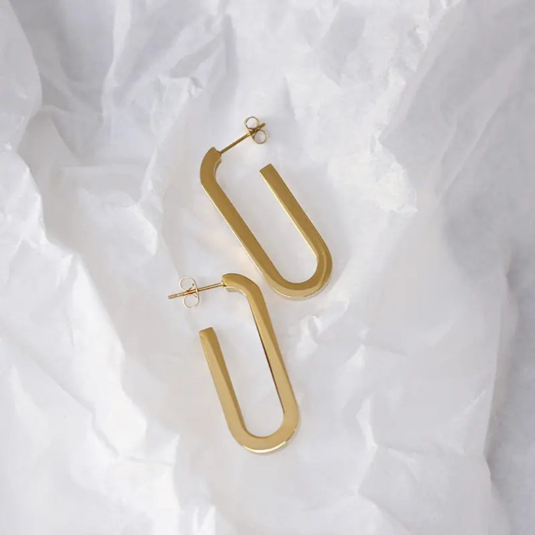 Anti Tarnish Long U-Shaped Hoop Earring