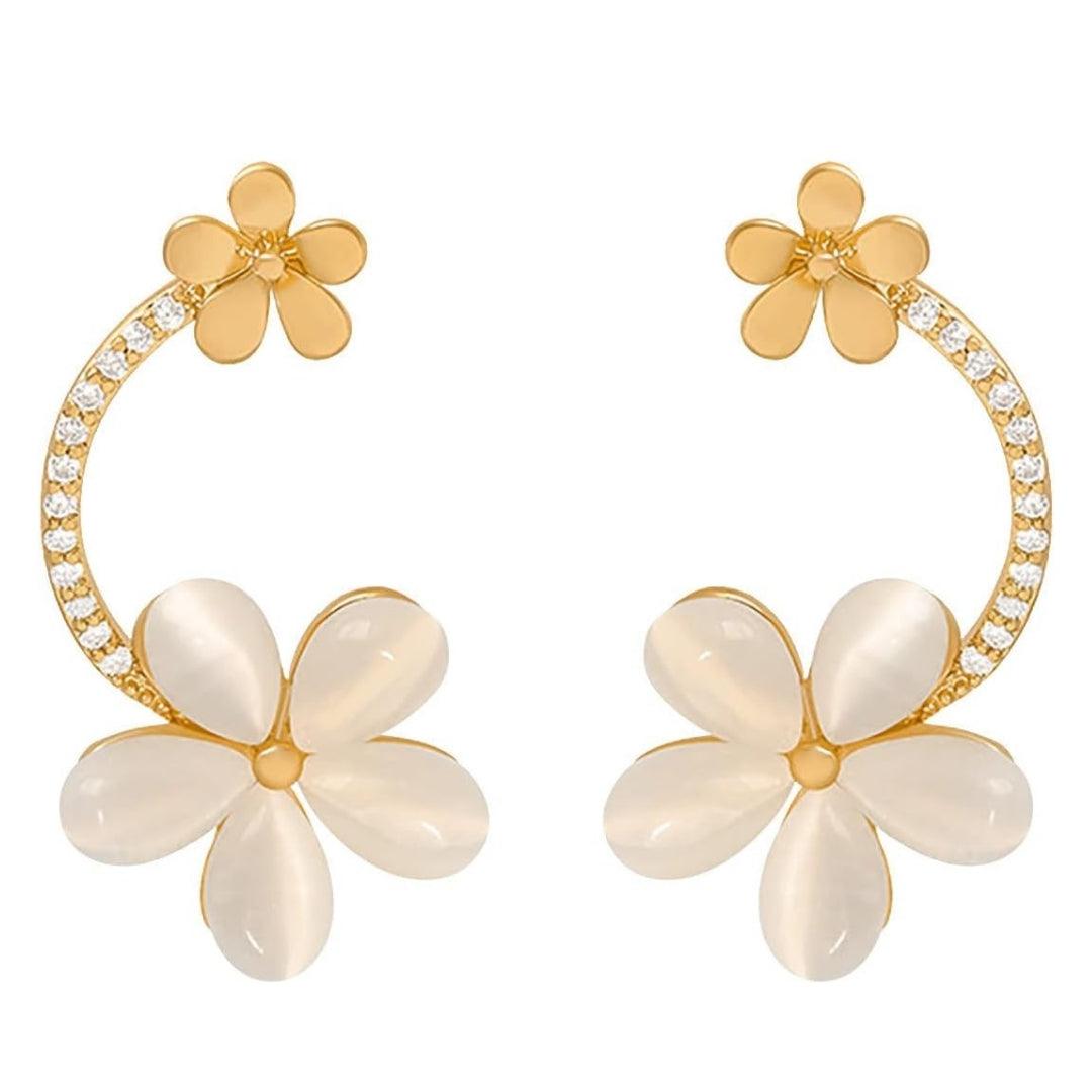 Flower Hoop Pearl Earrings