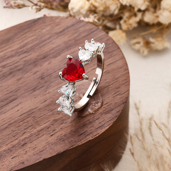 Queen White Red Zircon Ring