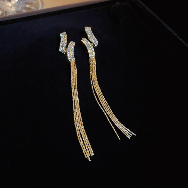 White Stone Tassel earrings