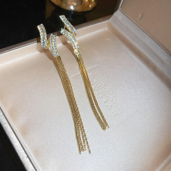 White Stone Tassel earrings