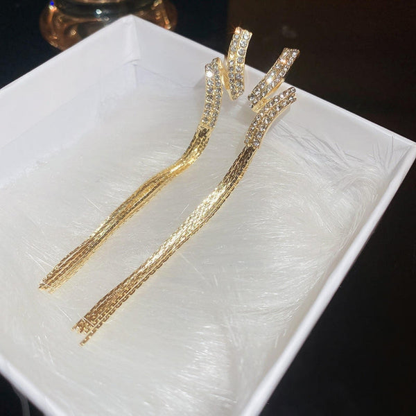 White Stone Tassel earrings