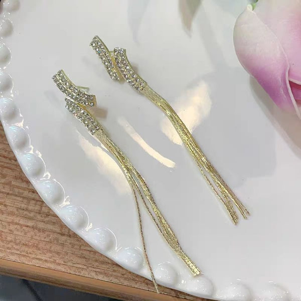 White Stone Tassel earrings