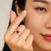Queen White Red Zircon Ring
