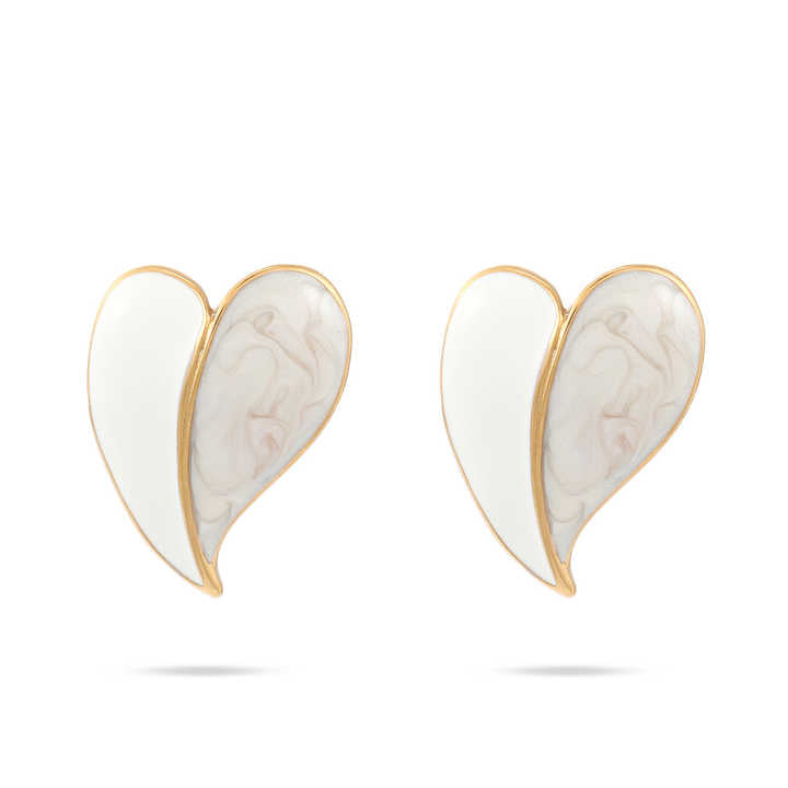 Simple White Heart Earring