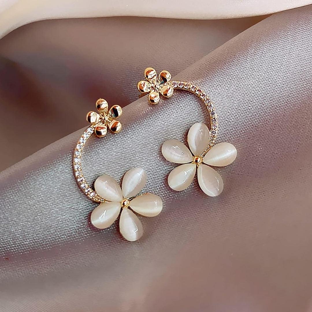 Flower Hoop Pearl Earrings