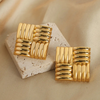 Anti tarnish square four layers earrings
