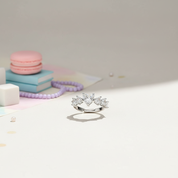 Queen White Heart Zircon Ring