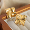 Anti tarnish square four layers earrings