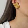 Anti tarnish square four layers earrings