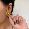 Anti tarnish square four layers earrings