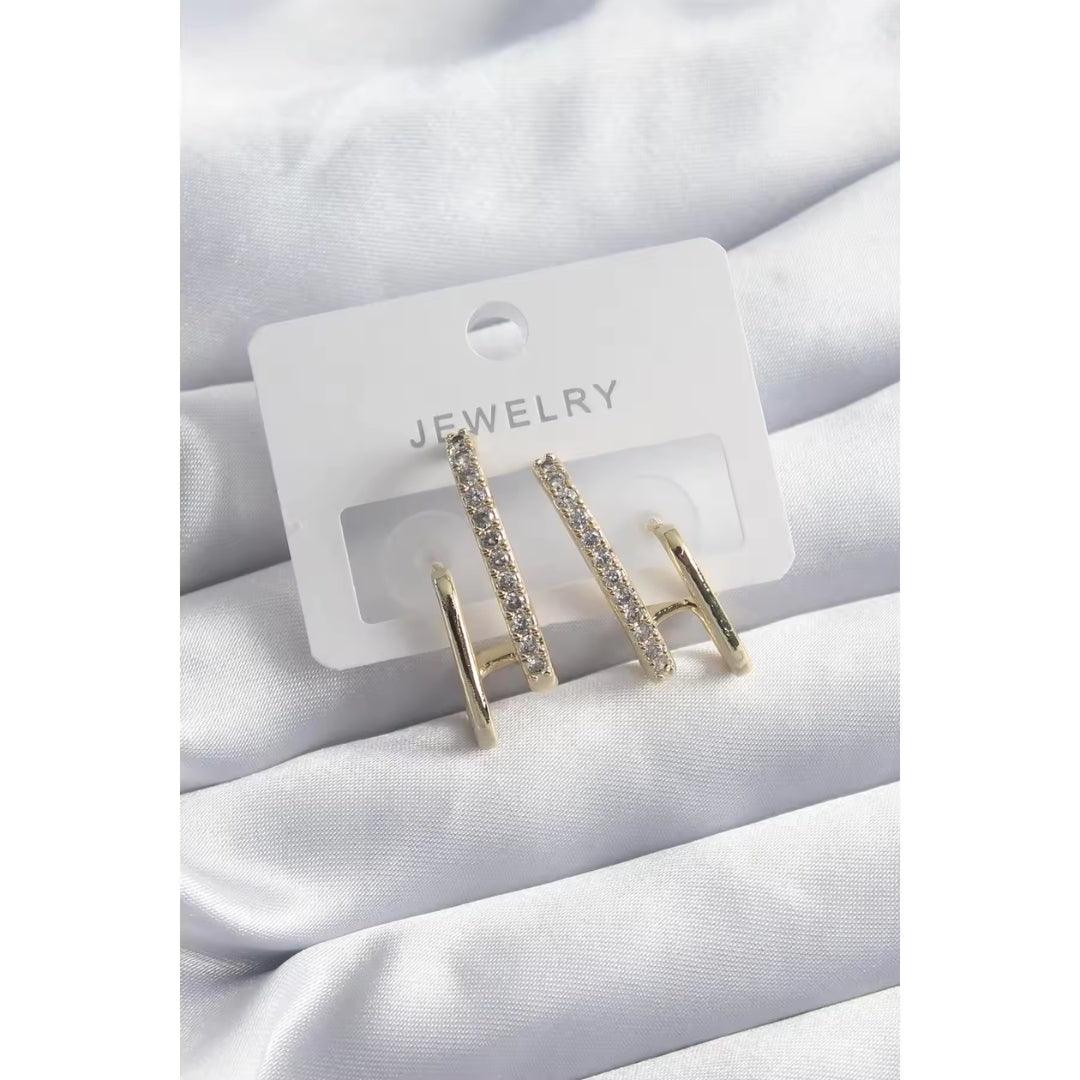 Gold Crystal Bar Earrings