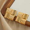 Anti tarnish square four layers earrings