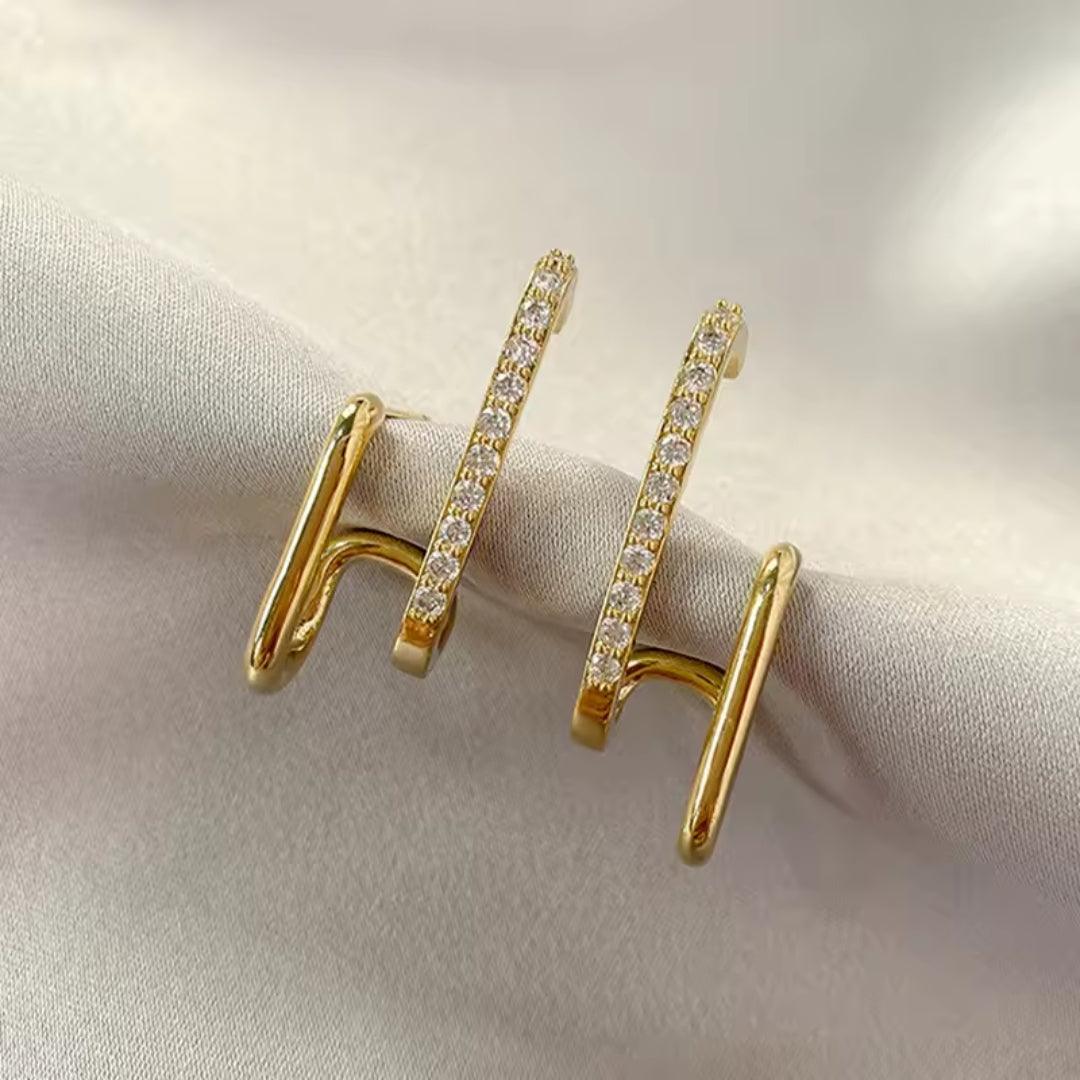 Gold Crystal Bar Earrings