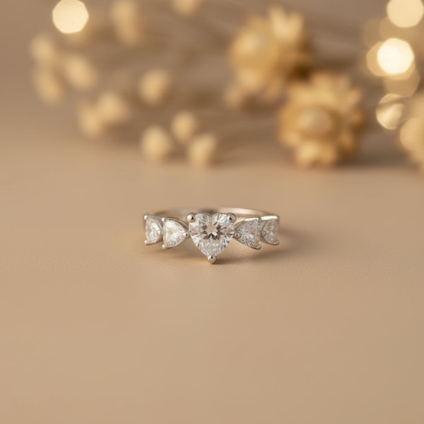 Queen White Heart Zircon Ring