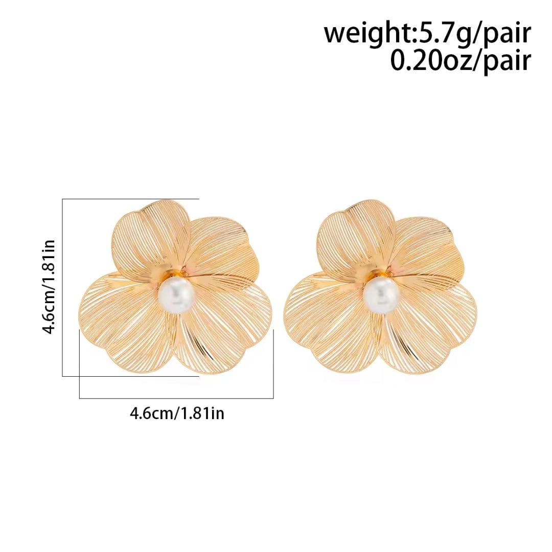 Floral Statement Earrings with Pearl Center