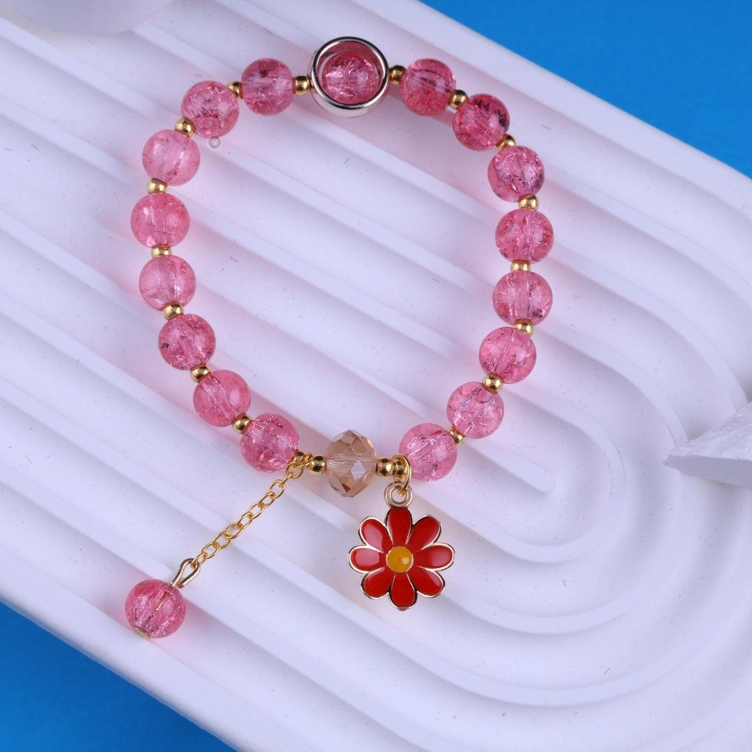 Pink Petal Bead Bracelet