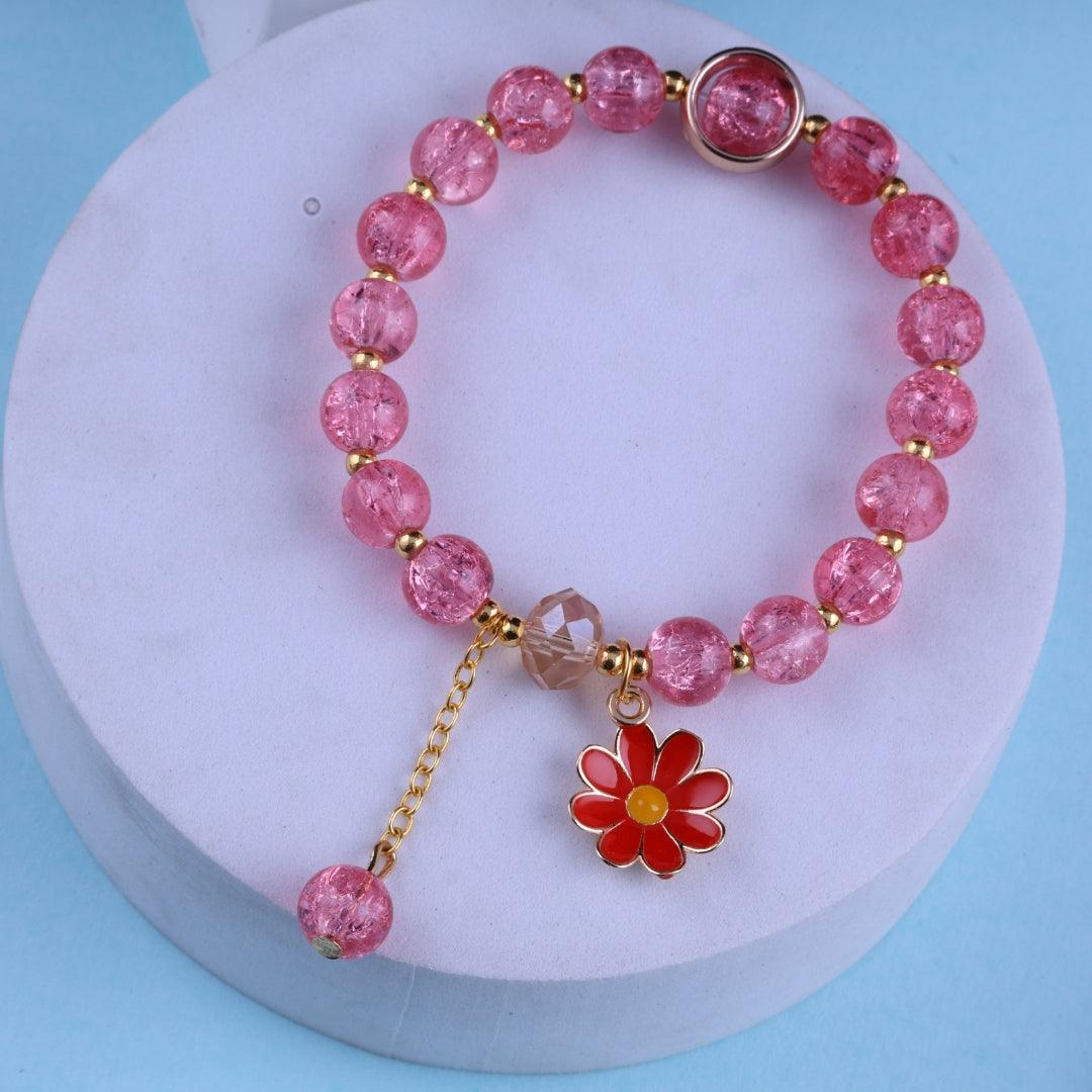 Pink Petal Bead Bracelet