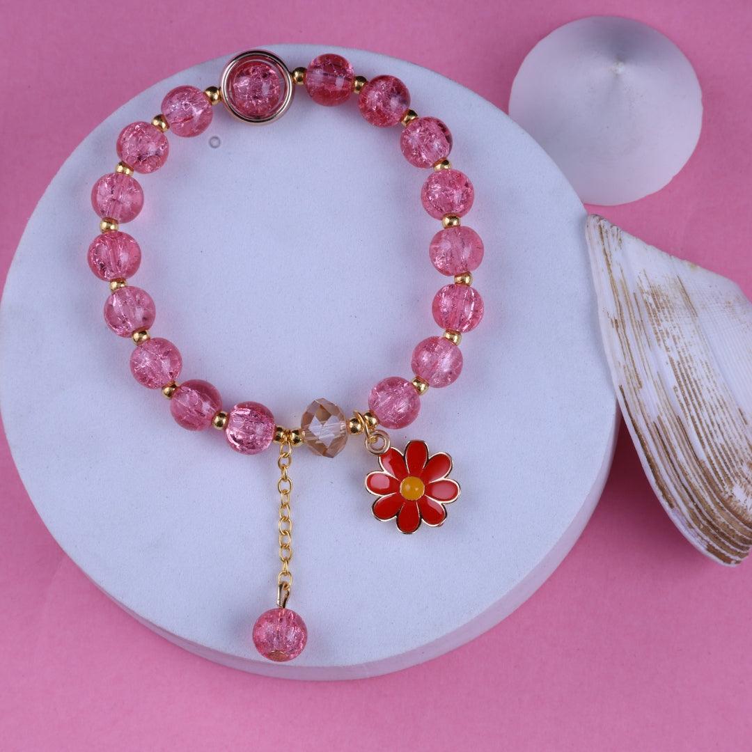 Pink Petal Bead Bracelet