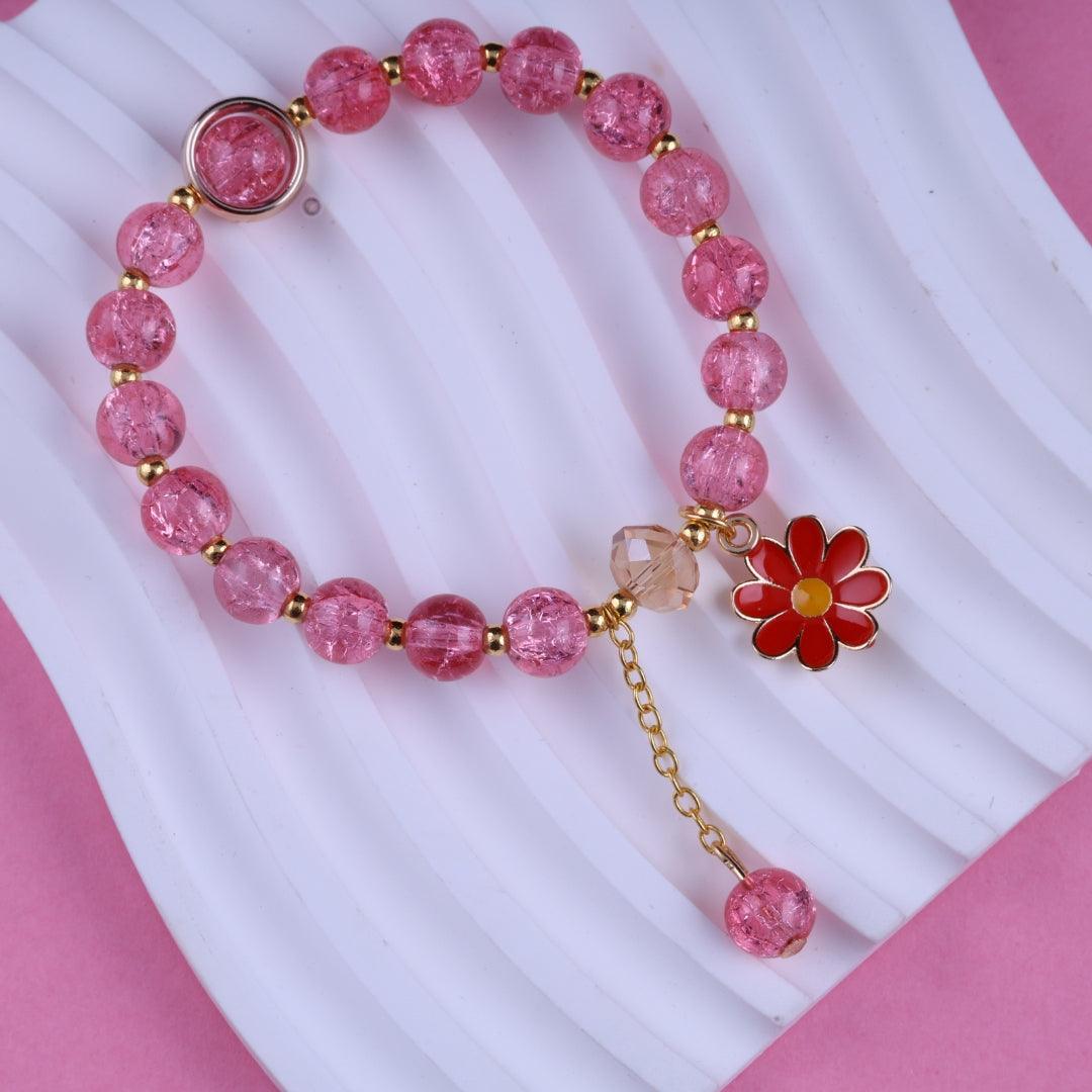 Pink Petal Bead Bracelet