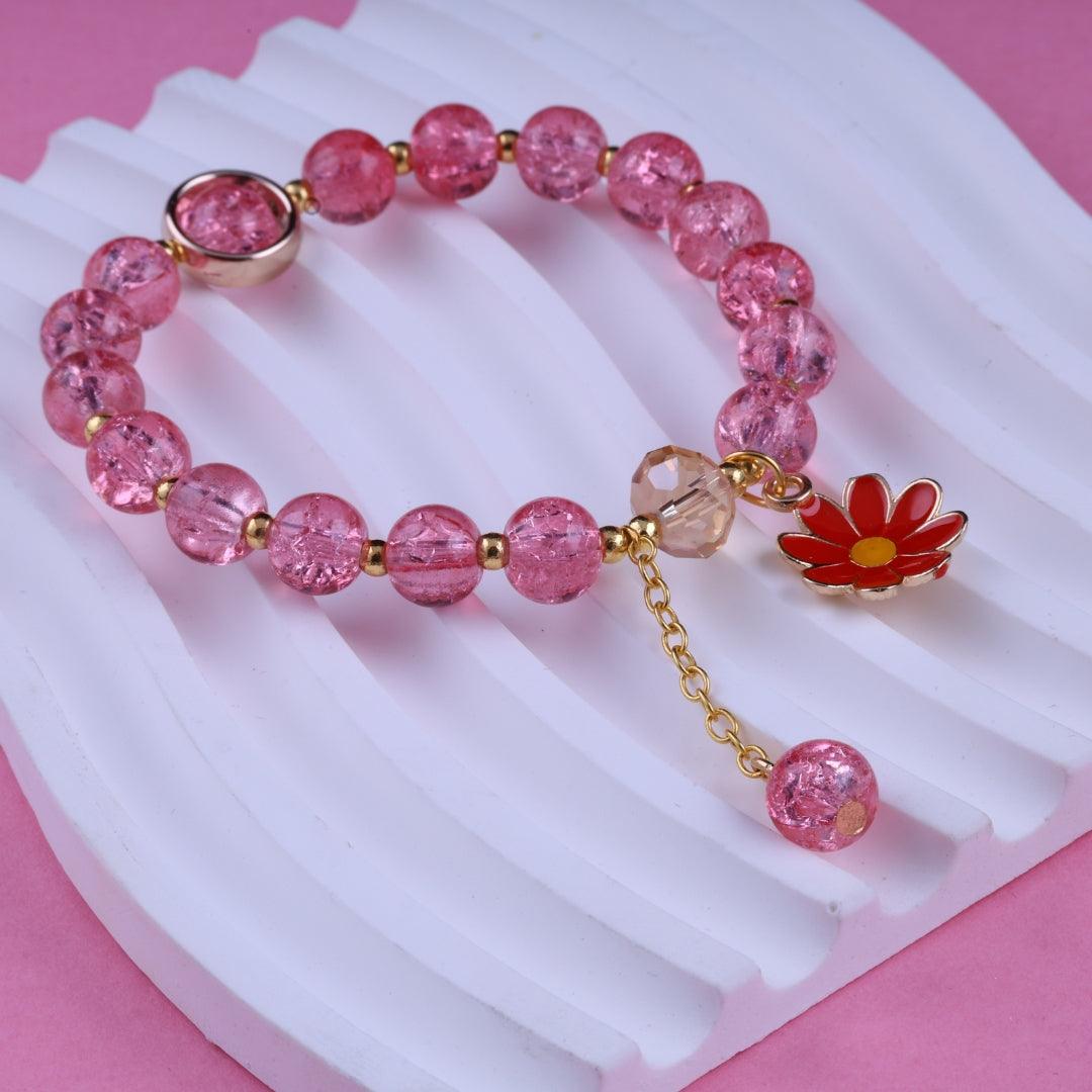 Pink Petal Bead Bracelet