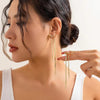 Long Rhinestone Gold Bowknot Earrings