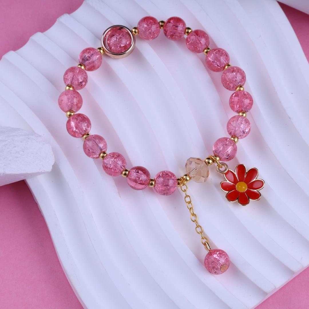 Pink Petal Bead Bracelet