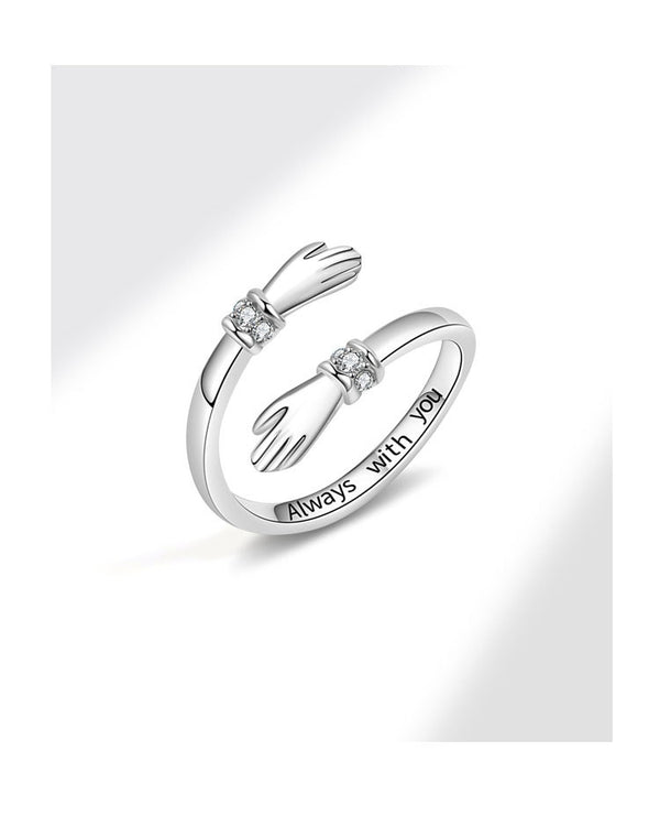 White Rhinestone Cute Hand Ring