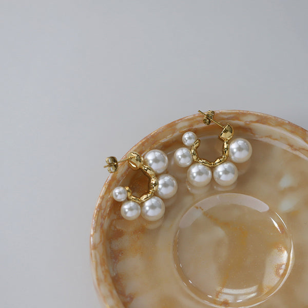 Combo Of 2 Gold & Pearl Mini-Hoops Earring