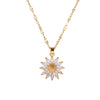 Gold Sunflower Flower Pendant Necklace