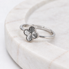 S925 Silver Clover Bloom Adjustable Ring