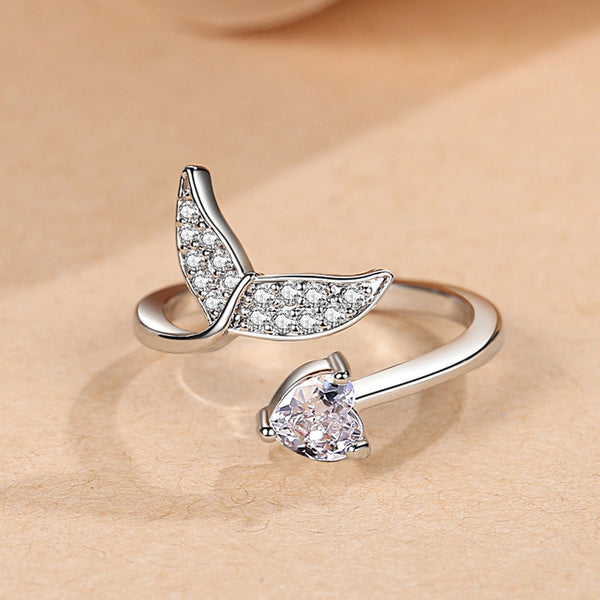 Silver mermaid tail ring