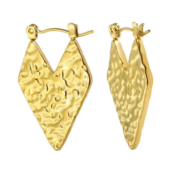 Anti tarnish v shape hoop earrings