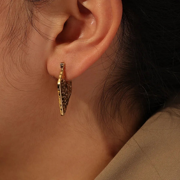 Anti tarnish v shape hoop earrings