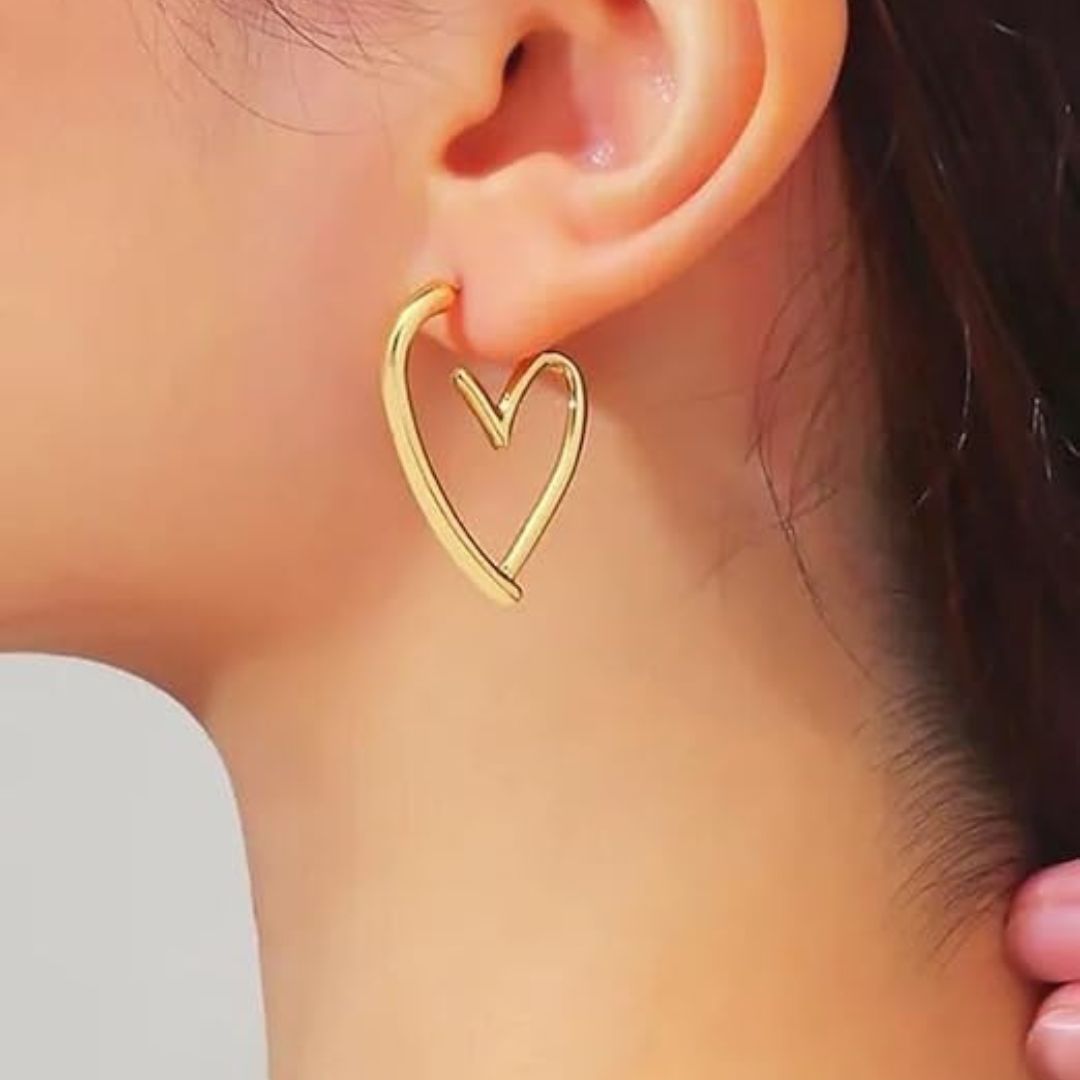 stainless heart hoop stud