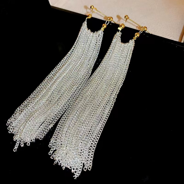 Long Tassel Multi Chain Earrings