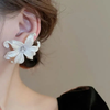 Tulip Crystal White Flower Stud Earrings