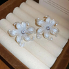 Tulip Crystal White Flower Stud Earrings