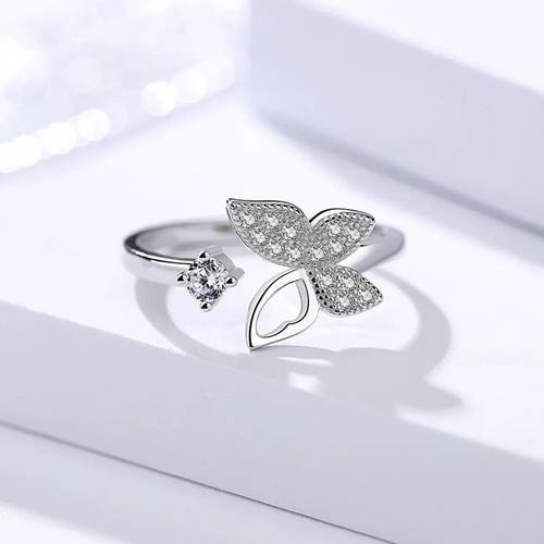 Adjustable Crystal Butterfly Ring