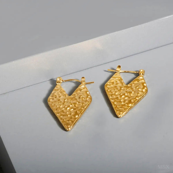 Anti tarnish v shape hoop earrings