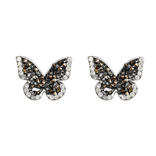 Black Butterfly Rhinestone Stud Earrings