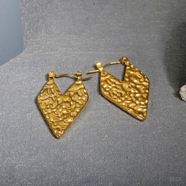 Anti tarnish v shape hoop earrings