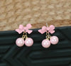 Pink Bow & Pearl Earring