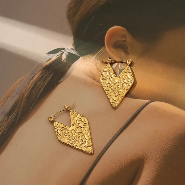 Anti tarnish v shape hoop earrings