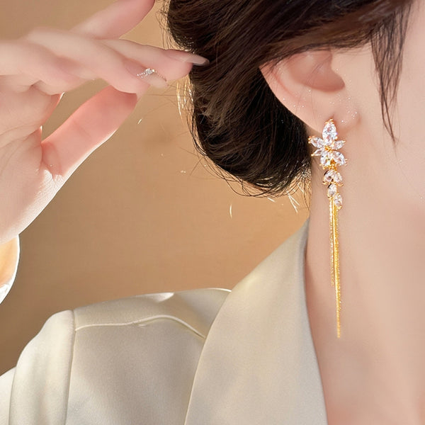 Floral tassel earring