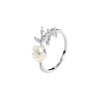 Silver color flower shape ziron ring