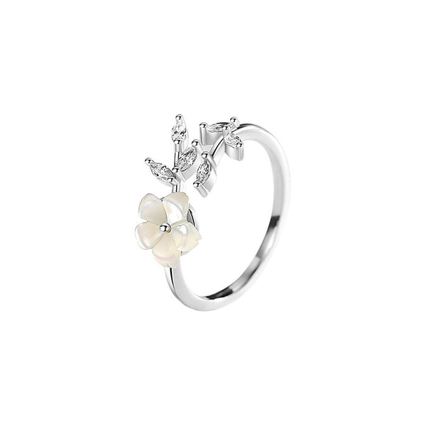 Silver color flower shape ziron ring