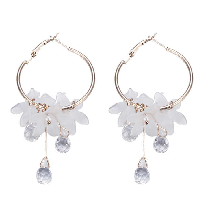 Flower Water Drop Crystal Earrings